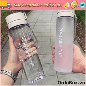 Bình Nước Thể Thao ORDOBOX, Cốc Nước 800ML Trong Suốt, Dung Tích Lớn Di Động Có Dây Buộc Cốc Nhựa Mờ Ngoài Trời