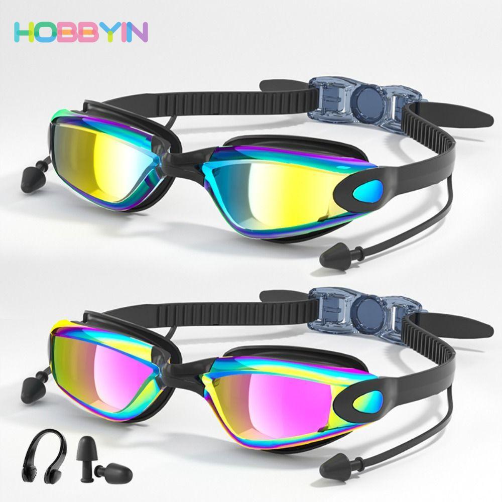 Kính mắt bơi silicon HD HOBBYIN, chống nước, chống sương mù, dây đeo điều chỉnh, dùng khi lặn và bơi