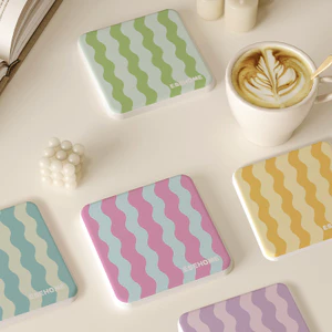 đế lót ly thấm hút nước thảm lót cốc diatomite lượn sóng macaron cách nhiệt chống trượt bàn học làm việc văn phòng 10cm