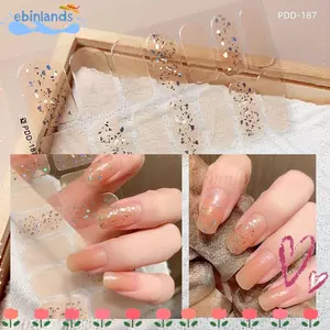 Miếng Dán Móng Tay Gel EBINLANDS, Miếng Dán Móng Tay Hoa 14 Dải, INS Hợp Thời Trang Full Cover Gel Sơn Móng Tay Dải DIY Làm Móng Tay Nghệ Thuật