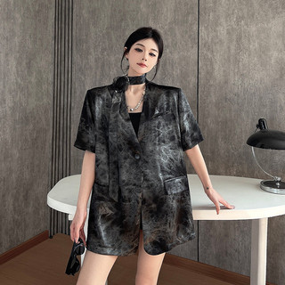 Áo blazer nhuộm chàm cao cấp kiểu Pháp có dây ruy băng dành cho nữ, kiểu dáng mới lạ và độc đáo