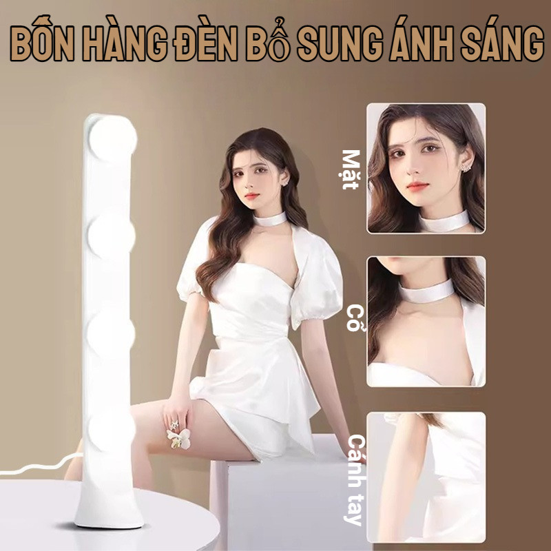 Đèn LED Vanity 4 Bóng, 3 Chế Độ Ánh Sáng, Chỉnh Độ Sáng Linh Hoạt, Phù Hợp Cho Phát Trực Tiếp, Trang điểm