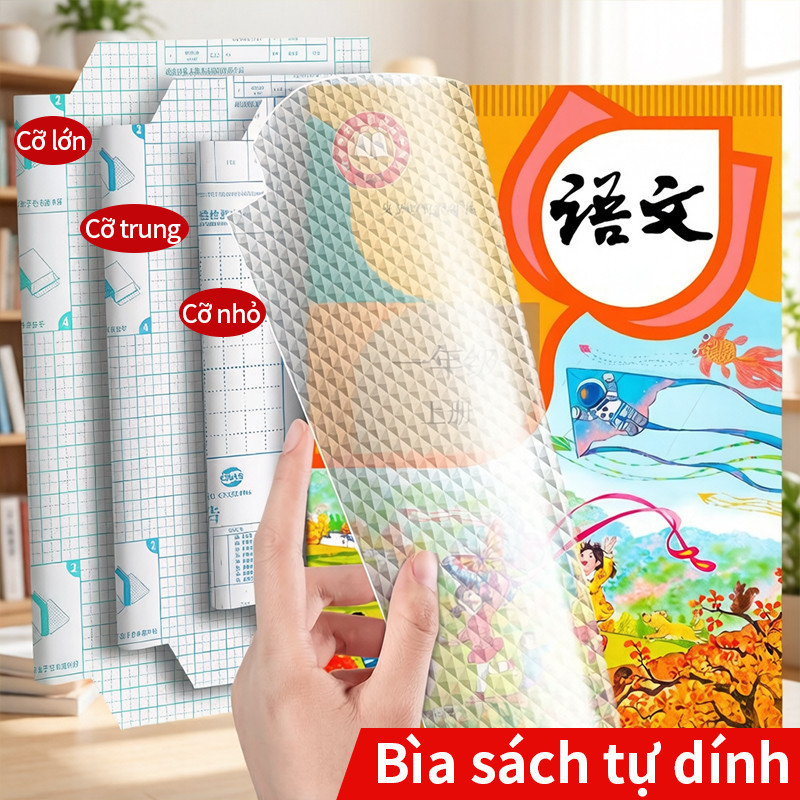 Bọc sách decal trong suốt chống thấm bỉ đủ nhiều kích cỡ cho học sinh lớp 1 đến 12 tặng nhãn vở