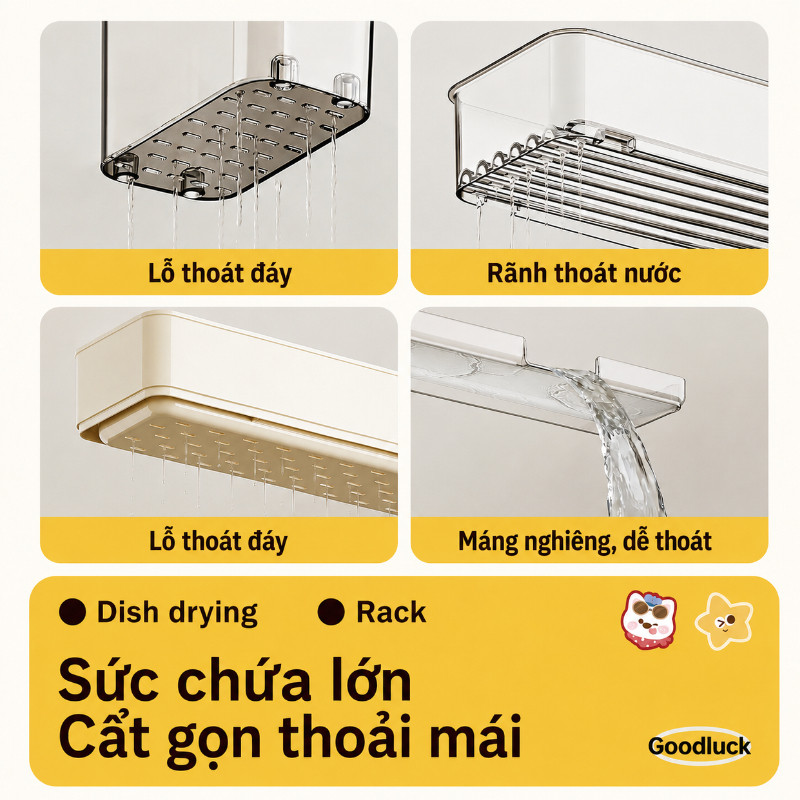 Giá Đỡ Khăn Nhà Bếp, Khay Thoát Nước, Kệ Để Đồ Rửa Chén, Thoát Nước Đa Chức Năng Bên Cạnh Bồn Rửa