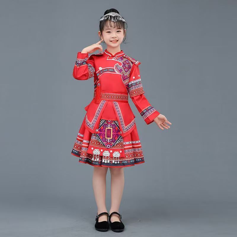 💕 Trung Quốc Đầm Trẻ Em Bé Gái 3-12 Tuổi Liên Hợp Quốc Dân Tộc Trang Phục Sự Kiện Lễ Hội Mới Lạ