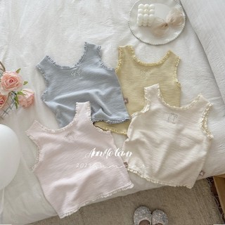 Bé Gái Nơ Thêu Nấm Cạnh Nhỏ Áo Vest Bé Gái Dễ Thương Phong Cách Phương Tây Mùa Hè Phù Hợp Với Thường Ngày Rộng Shout