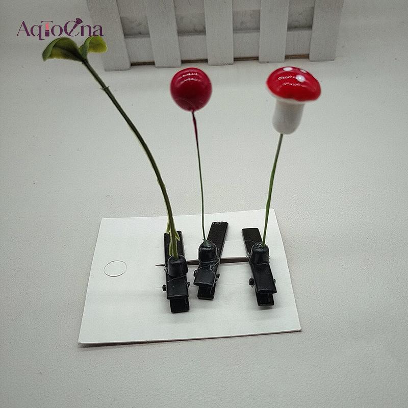AqToCna 5 Chiếc Dễ Thương Cỏ Tóc Ngộ nghĩnh Đậu Mầm Lò Xo Kẹp Dễ Thương Đầu Anh Đào Nấm Phụ Kiện Tóc AqToCna