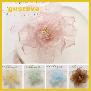 GUSTAVA Organza Hoa, Chất Liệu Organza Vải Hoa Phụ Kiện DIY, Handmade Màu Hồng Hình Hoa Phụ Kiện Quần Áo Cưới
