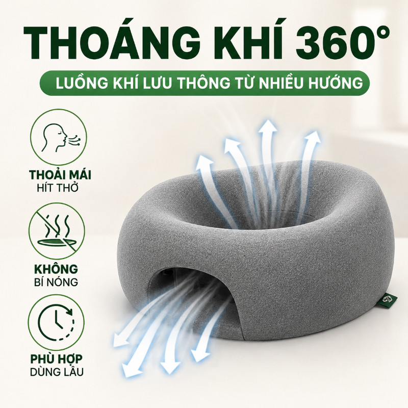 Gối Úp Mặt Massage Công Thái Học Thoáng Khí Cao Cấp, Gối Kê Đầu Memory Foam Cho Spa Thẩm Mỹ Viện