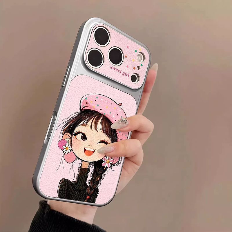 Mặt nạ gái phù hợp với ốp lưng iPhone 17, cửa sổ lớn toàn phần 16Vân da