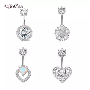 AqToCna Pha Lê Thời Trang Zircon Bụng Nút Nhẫn Dành Cho Nữ Cô Gái Trái Tim Tinh Tế Bướm Rốn Nhẫn Cơ Thể Xuyên Trang Sức Quà Tặng AqToCna