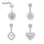 AqToCna Pha Lê Thời Trang Zircon Bụng Nút Nhẫn Dành Cho Nữ Cô Gái Trái Tim Tinh Tế Bướm Rốn Nhẫn Cơ Thể Xuyên Trang Sức Quà Tặng AqToCna