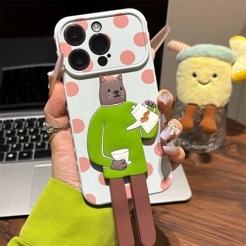 Giá đỡ có thể gập lại có thể gập lại chấm bi vui nhộn Thích hợp cho Apple 17promax Vỏ điện thoại iPhone161514