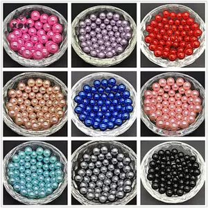 Mới DIY 4mm 6mm 8mm Không Lỗ Ngọc Trai Tròn Rời Hạt Acrylic Trang Sức Làm [Mina]
