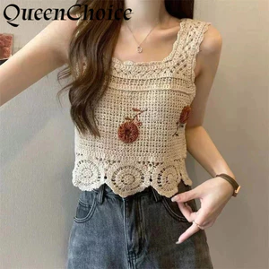 Phụ Nữ Trắng Knnited Tank Nữ Áo Sơ Mi Không Tay Nhiều Màu Sắc Ngày Lễ Mặc Áo Sơ Mi