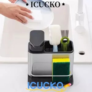 Giá đỡ bọt biển ICUCKO, Hộp đựng đồ ăn bằng thép không gỉ, Hộp đựng đồ ăn tiết kiệm không gian 3 trong 1