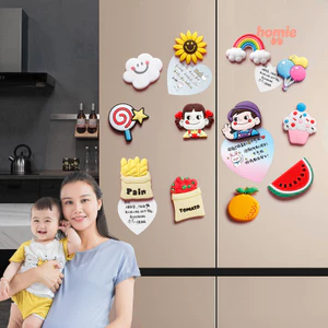 Hình dán tủ lạnh hoạt hình dễ thương, hình dán nam châm bằng keo mềm PVC sáng tạo, hình dán giáo dục sớm.