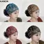 KANGN Mũ Bonnet, Co Giãn Full Cover Khăn Trùm Đầu, Che Tóc Trắng Thoáng Khí Thêu Hoa Chemo Mũ Quà Tặng