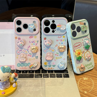 Ốp Lưng Tương Thích Cho IPhone 17 16 11 15 14 13 12 Pro Max XR X XS Max AIR 7 16 8 Plus SE Phim Hoạt Hình Gấu Hoa 3D Sang Trọng Gấu Hoa Bong Bóng Trái Tim