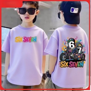 Áo phông bé trai hàn quốc Tay Ngắn Cho Trẻ Em, In Hình Hoạt Hình SIX SEVEN, Vải Cotton Mềm, Phong Cách Mới 2026
