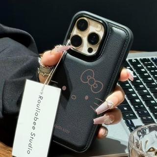 Ốp điện thoại kết cấu mềm bằng da Thích hợp cho iPhone 17 16 ProMax Bowknot Kitten 14 13 Pro 11 ProMax XS XR 12 8plus 15 ProMax 7plus 11 Pro Túi trống chống sốc