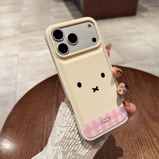 Ốp Điện Thoại Họa Tiết Mềm Da Thích Hợp Cho iPhone 17 16 ProMax Kẻ Sọc Bunny Dễ Thương 14 13 Pro 11 ProMax XS XR 12 8plus 15 ProMax 7plus 11 Pro Túi Trống Chống Sốc