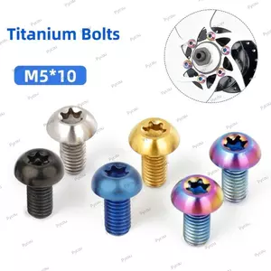 Bu lông titan PYCOU, Bu lông cánh quạt phanh đĩa Torx TC4 Titanium T25, Vít xe đạp M5x10 Trọng lượng siêu nhẹ Phanh xe đạp Vít đĩa Hệ thống phanh xe đạp