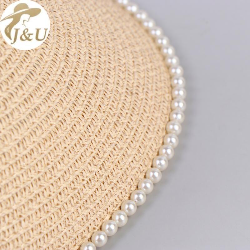 JU Nữ Giả Ngọc Trai Ống Hút Che Mũ Thời Trang Mở Mũ Cho Bãi Biển Mùa Hè Chống Nắng VN