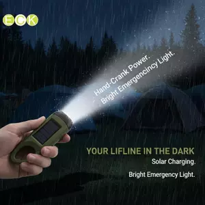 Đèn pin năng lượng mặt trời 3 đèn LED có thể sạc lại tay quay khẩn cấp cho cắm trại ngoài trời Bão chuẩn bị Đẹp