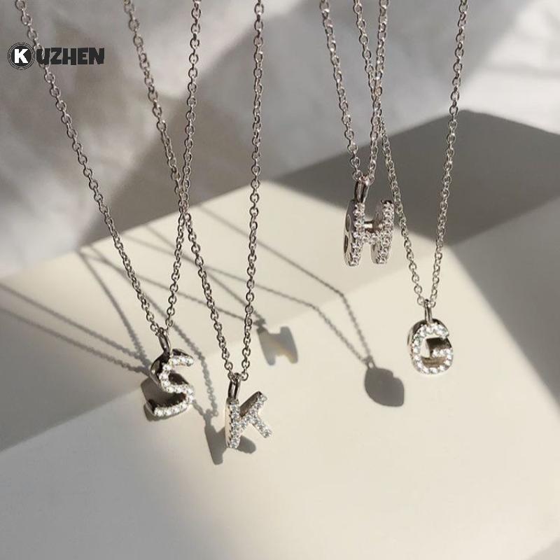 KUZHEN Thời Trang Sáng A-Z Chữ Mặt Dây Chuyền Quyến Rũ Nelace 26 Ban Đầu Bảng Chữ Cái Tên Xương Đòn Dây Chuyền Đảng Trang Sức Quà Tặng HOT