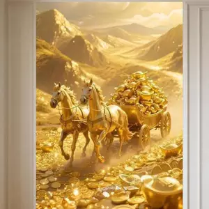 Poster vải không khung năm mới Lucky Horse, Nghệ thuật treo tường may mắn & thành công cho lối vào phòng ngủ Phòng khách