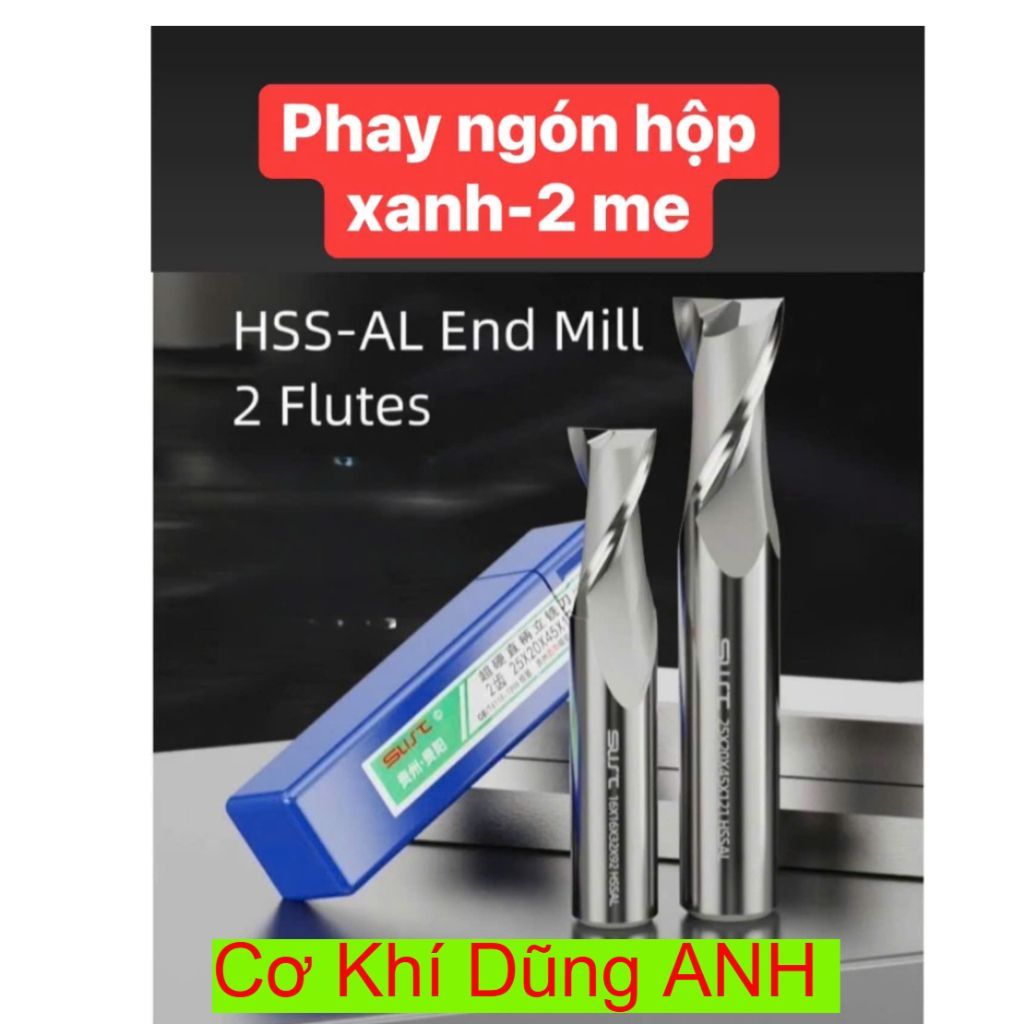 Phay ngón thép gió hộp xanh 2 me cắt chuyên phay nhôm đồng sắt gỗ nhựa