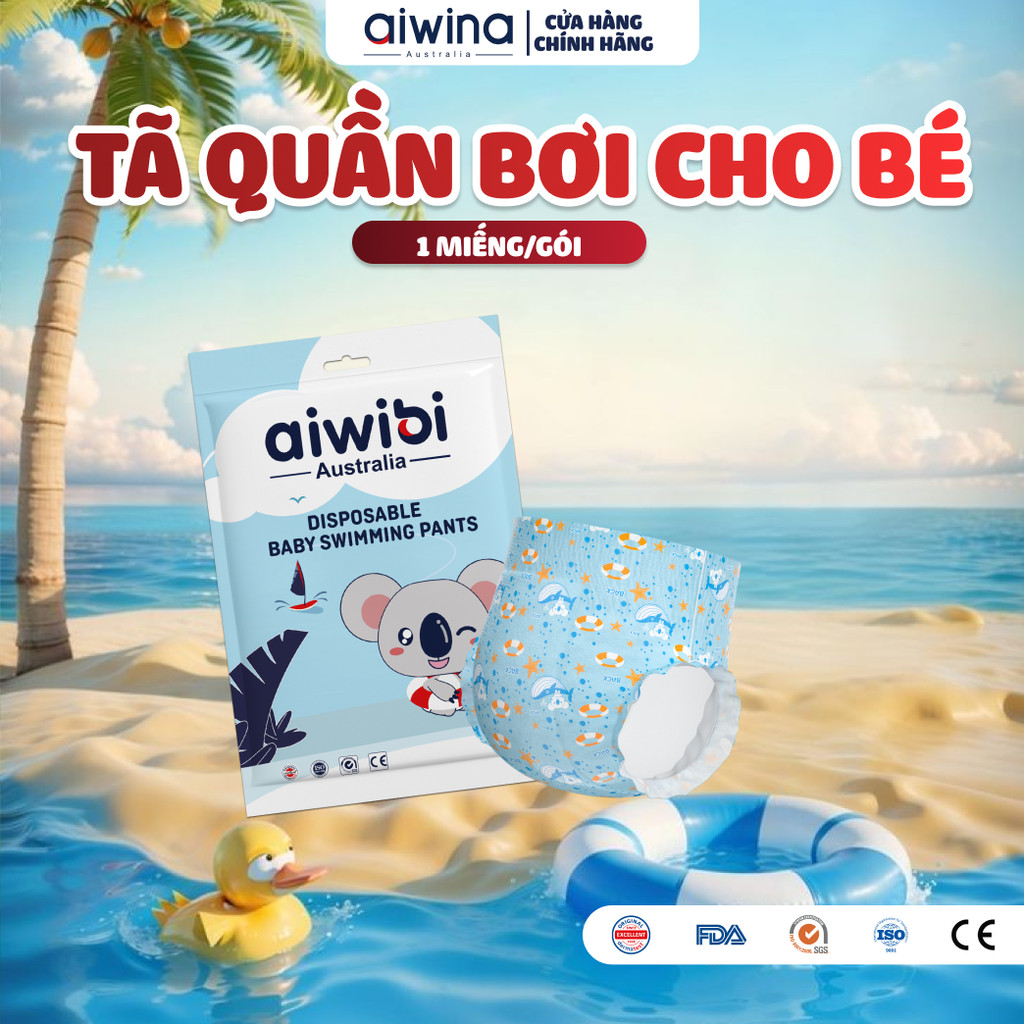 Tã/Bỉm Quần Bơi Cao Cấp Aiwibi 1 Miếng/Gói, Nhiều Size M/L/XL/XXL/XXXL