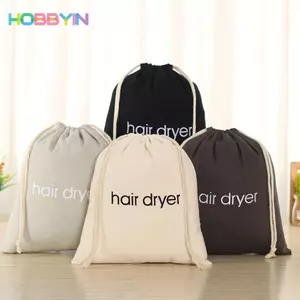 HOBBYIN Túi vải máy sấy tóc HOBBYIN, Máy khuếch tán tóc chống bụi dung tích lớn, Túi lưu trữ dây rút bằng vải Canvas di động