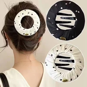 Phụ Nữ Mới Chấm Bi Rỗng Kẹp Tóc Lười Đuôi Ngựa Giá Đỡ Và Bánh Donut Bun Maker
