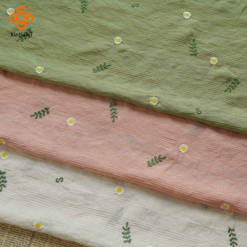 Phong Cách Tươi Mềm Mại Thêu Vải Hoa Cúc In Chữ Vải Cho Áo Sơ Mi Mùa Hè Đầm Camisole Trang Trí Chất Liệu DIY 1 Mét