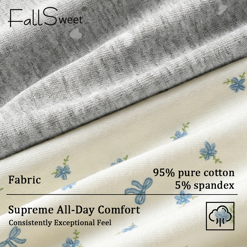 FallSweet 5/10 Cái Quần Lót Nữ Giữa Eo Cotton Boxer Họa Tiết Hoa Nhí Thoải Mái Mềm Mịn Kháng Khuẩn M-2XL
