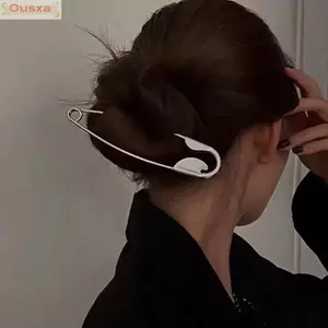 OUSXA An Toàn Pin Vuốt Tóc, Trâm Cài Kích Thước Lớn Kim Loại Tóc Barrettes, Bộ Đồ Cố Định Thời Trang Tối Giản Hình Học Bạc Phụ Kiện Tóc Để Mặc Hàng Ngày