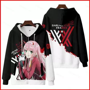 YB1 Darling In The Franxx Anime Áo Khoác Có Mũ Trùm Đầu Dài Tay Áo Khoác Unisex Thời Trang Áo Khoác Ngoài Plus Kích Thước BY1