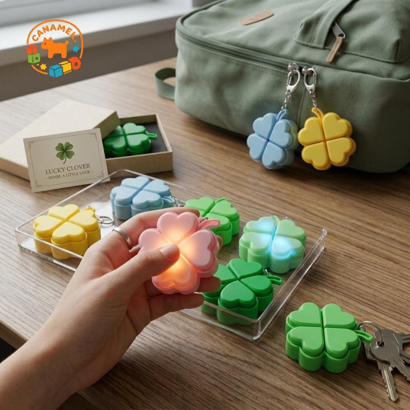 Móc khóa cỏ ba lá LED CANAMEK có nút có thể điều chỉnh Giảm căng thẳng cho công việc và vui chơi CSF