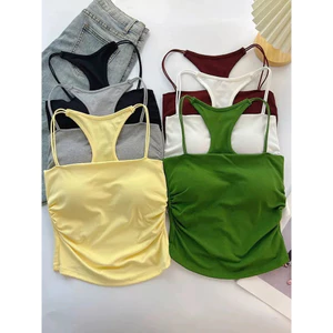 Milyfashion Thiết Kế Dệt Kim Sling Mùa Hè Cao Cấp Gợi Cảm Vô Hình Dây Đeo Vai Không Tay Ngắn