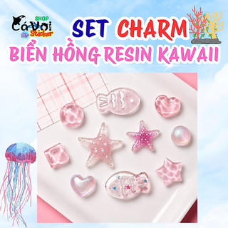 [ĐỘC QUYỀN]  Set Charm Biển Hồng Resin Kawaii Cao Cấp, Bộ 10 Charm Sao Biển, Cá Nhỏ Và Trái Tim Dễ Thương 🌊✨