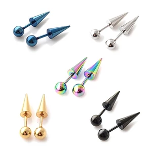 OXXGGKAO Bông tai tròn bằng thép không gỉ Barbell Bông tai kim loại Bông tai Tragus