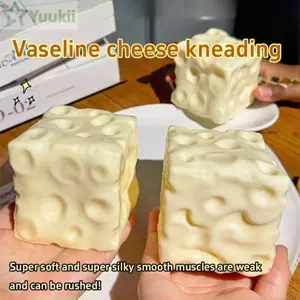 Quả bóng căng thẳng khối phô mai Jumbo YUUKII, Đồ chơi kẹp phô mai chống vỡ có thể định hình, Nhào chống căng thẳng Họa tiết mực Phô mai Bóp đồ chơi Fidget Giảm căng thẳng