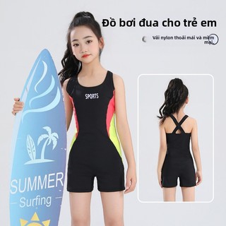 Đồ bơi liền thân cho bé gái - Phong cách thể thao quần đùi nhanh khô ôm gọn đi bơi mùa hè
