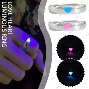 Nhẫn dạ quang PYCOU, Màu xanh hồng Phong cách cổ điển phát sáng trong bóng tối, Thiết kế mở Nhẫn có thể điều chỉnh huỳnh quang phong cách Punk cho trang sức
