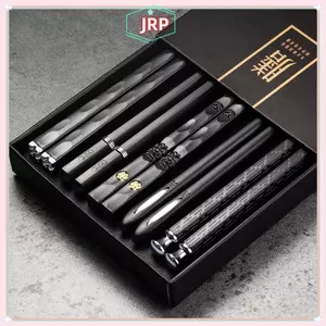 JRP 5 Cặp Hợp Kim Khắc Laser Chopstis Chống Trơn Trượt Có Thể Tái Sử Dụng Sushi Sti JRP