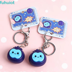 Móc khóa nút sầu riêng trái cây FUHUIOT, Thiết kế dứa hình nút Móc khóa dâu tây có thể ép Mini, Click Sound Cherry Bóp Chức năng Móc khóa việt quất thu nhỏ