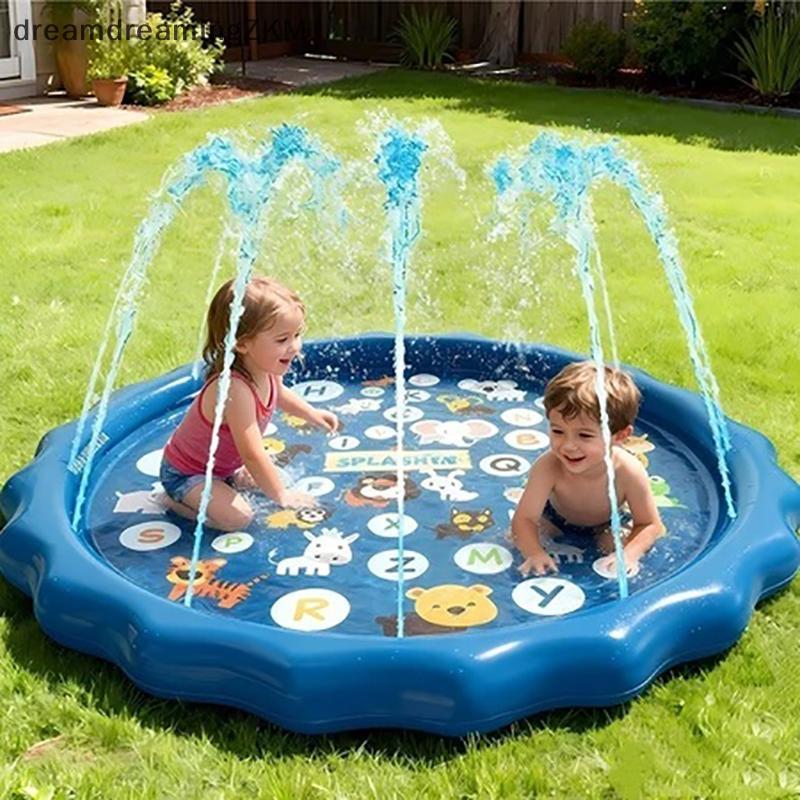 [dreamdreaming] Thảm lót nước bơm hơi 100cm có vòi phun nước cho bé 3 4 5 6 7 tuổi Đồ chơi nước cho bé [zkm]