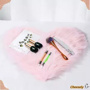 CHEESELY Nail Art Hand Rest Pad, Nền ảnh lông mềm có thể gập lại, Đạo cụ chụp ảnh thời trang Phát trực tiếp Màn hình vải Dụng cụ làm móng